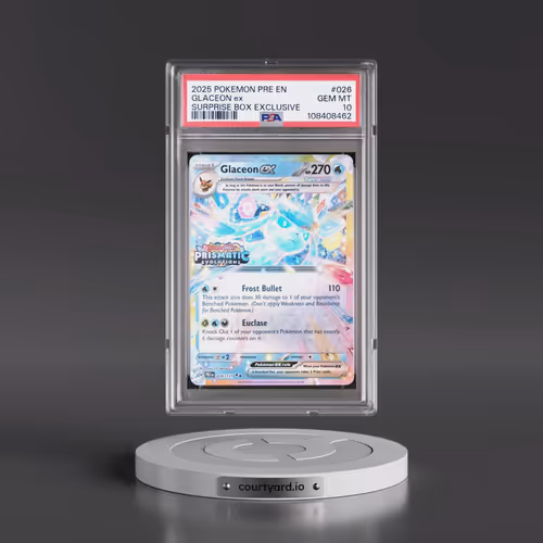 2025 Pokémon Pre EN-Prismatic Evolutions #026 Glaceon EX - Holo Surprise Box Exclusive (PSA 10 GEM M
