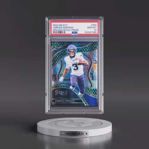 2023 Panini Select #254 Jordan Addison - Dragon Scale Prizm (PSA 10 GEM MINT)