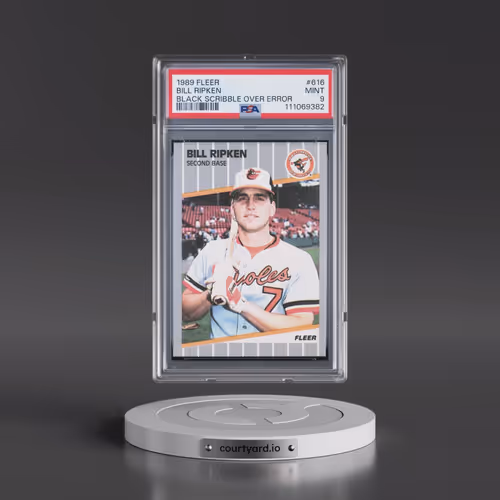 1989 Fleer #616 Bill Ripken - Black Scribble Over Error (PSA 9 MINT)