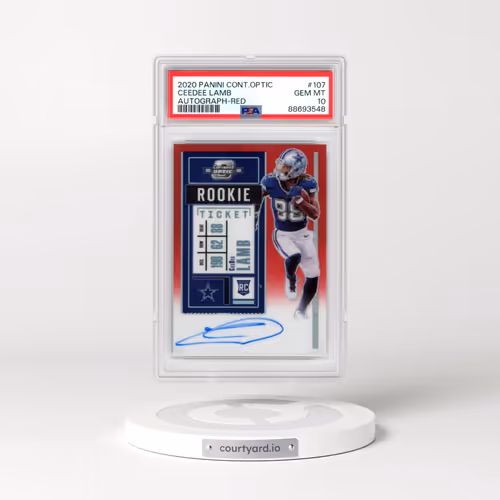 2020 Panini Contenders Optic #107 Ceedee Lamb - Autograph-Red (PSA 10 GEM MINT)