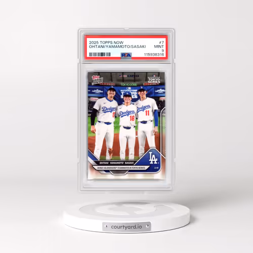 2025 Topps Now #7 Roki Sasaki/Shohei Ohtani/Yoshinobu Yamamoto (PSA 9 MINT)