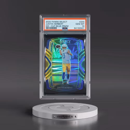 2020 Panini Select #244 Justin Herbert - Die-Cut Blue Prizm (PSA 10 GEM MINT)
