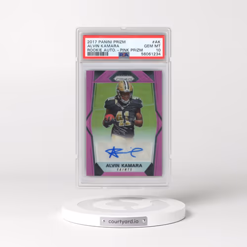 2017 Panini Prizm Rookie Autographs #AK Alvin Kamara - Pink Prizm (PSA 10 GEM MINT)