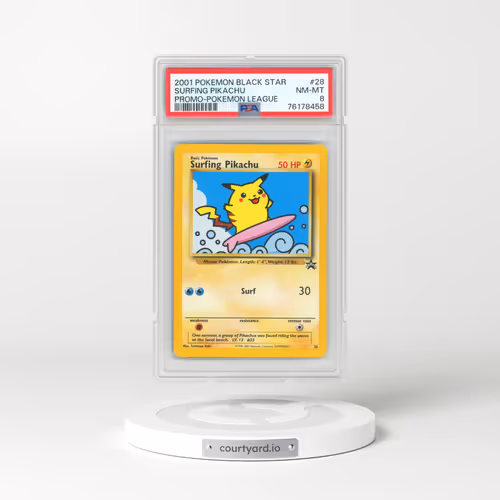 1999 Black Star Promos #28 Surfing Pikachu - Pokémon League (PSA 8 NM-MT)