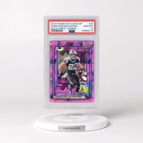 2019 Panini National Convention VIP Gold Party #24 Christian McCaffrey - Purple (PSA 10 GEM MINT)