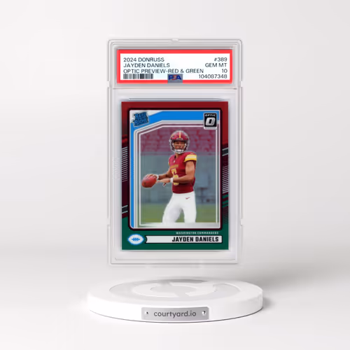 2024 Panini Donruss #389 Jayden Daniels - Optic Preview-Red & Green (PSA 10 GEM MINT)