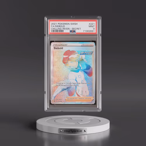 2021 Pokémon Sword & Shield Chilling Reign #221 Siebold - Full Art Secret (PSA 9 MINT)