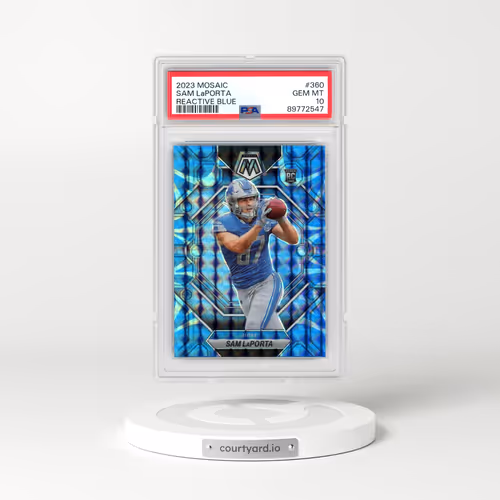 2023 Panini Mosaic #360 Sam LaPorta - Reactive Blue (PSA 10 GEM MINT)