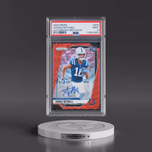 2024 Panini Prizm #303 Adonai Mitchell - Autograph-Red Wave (PSA 9 MINT)