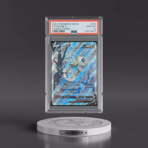 2021 Pokémon Sword & Shield Fusion Strike #245 Celebi V - Holo Full Art (PSA 10 GEM MINT)