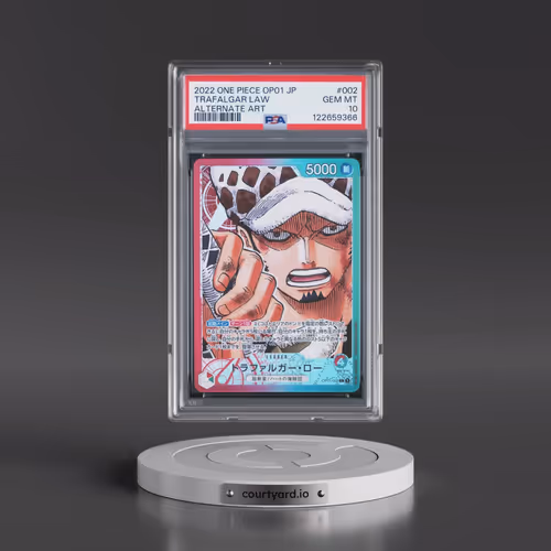 2022 One Piece Japanese OP01-Romance Dawn #002 Trafalgar Law - Alternate Art (PSA 10 GEM MINT)