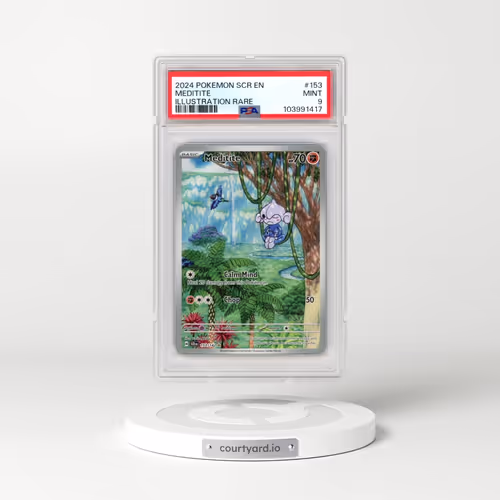 2024 Pokémon Scr EN-Stellar Crown #153 Meditite - Illustration Rare (PSA 9 MINT)