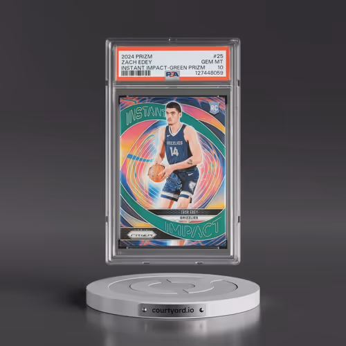 2024 Panini Prizm Instant Impact #25 Zach Edey - Green Prizm (PSA 10 GEM MINT)