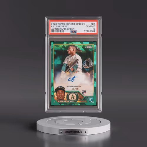 2023 Topps Chrome Update Sapphire Edition Autograph #ER Esteury Ruiz - Green (PSA 10 GEM MINT)