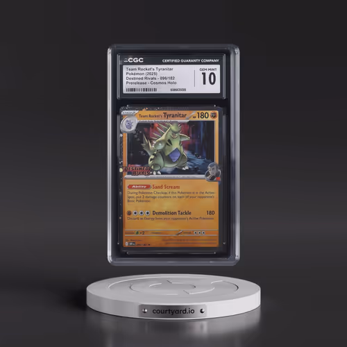 2025 Destined Rivals - DRI EN #096/182 Team Rocket's Tyranitar - Prerelease Cosmos Holo (CGC 10 GEM
