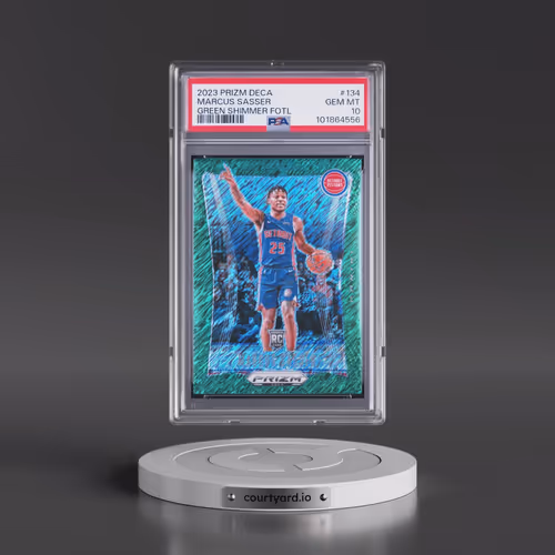 2023 Panini Prizm Deca #134 Marcus Sasser - Green Shimmer Fotl (PSA 10 GEM MINT)