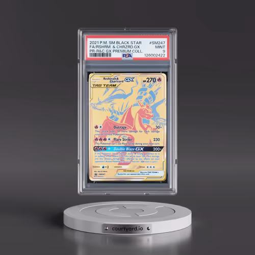 2021 Pokémon SM Black Star Promo #SM247 Reshiram & Charizard GX - Holo Full Art Reshiram & Charizard