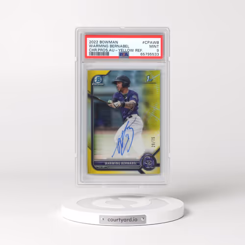 2022 Bowman Chrome Prospect Autographs #CPAWB Warming Bernabel - Yellow Refractor (PSA 9 MINT)