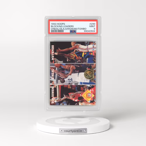 1993 Hoops #290 Blocking Leaders - O'Neal/Olajuwon/Mutombo (PSA 9 MINT)