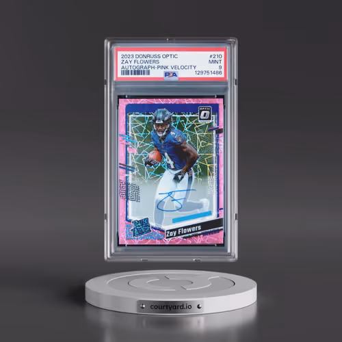 2023 Panini Donruss Optic #210 Zay Flowers - Autograph-Pink Velocity (PSA 9 MINT)