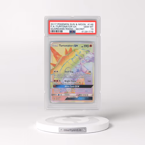 2017 Pokémon Sun & Moon Guardians Rising #148 Turtonator GX - Holo Full Art Secret (PSA 10 GEM MINT)