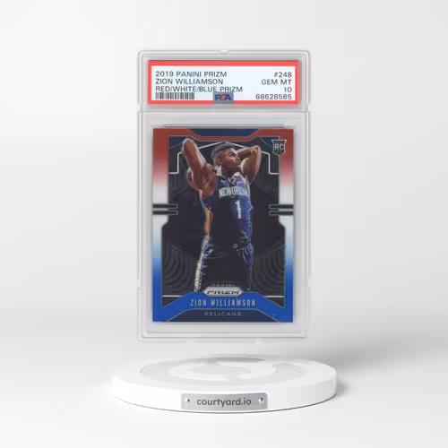 2019 Panini Prizm #248 Zion Williamson - Red/White/Blue Prizm (PSA 10 GEM MINT)