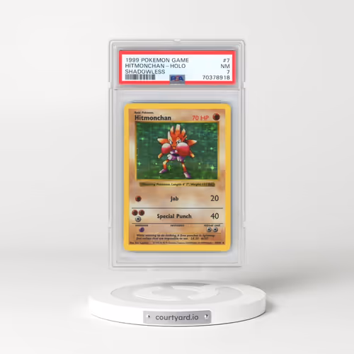 1999 Pokémon Game #7 Hitmonchan - Holo Shadowless (PSA 7 NM)