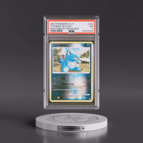 2007 Pokémon Diamond & Pearl Mysterious Treasures #106 Totodile - Reverse Foil (PSA 7 NM)