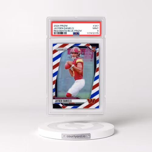 2024 Panini Prizm #347 Jayden Daniels - Red/White/Blue Prizm (PSA 9 MINT)