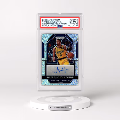2022 Panini Prizm Signatures #SIGTYH Tyrese Haliburton - Mojo Prizm (PSA 8 NM-MT)