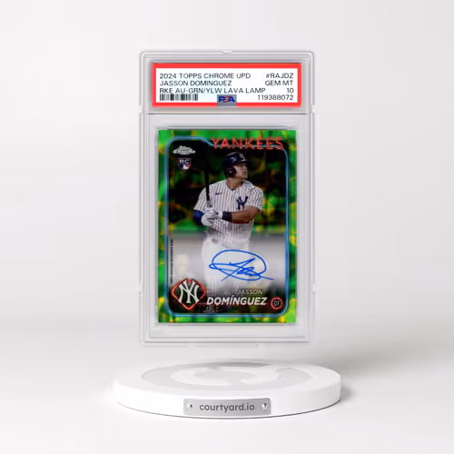 2024 Topps Chrome Update Chrome Rookie Autographs #RAJDZ Jasson Dominguez - Green/Yellow Lava Lamp (