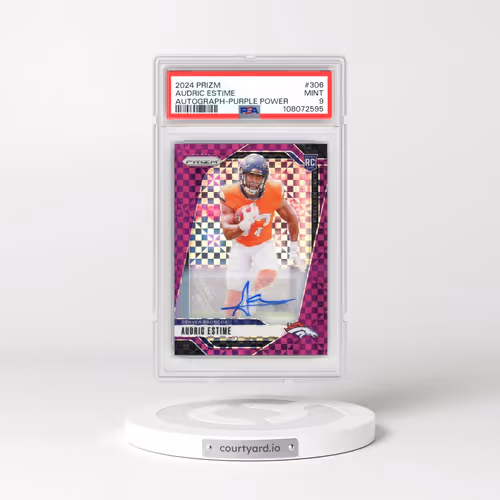 2024 Panini Prizm #306 Audric Estime - Autograph-Purple Power (PSA 9 MINT)