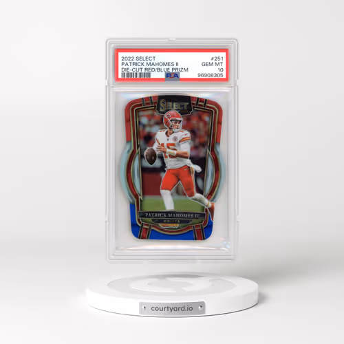 2022 Panini Select #251 Patrick Mahomes II - Die-Cut Red/Blue Prizm (PSA 10 GEM MINT)