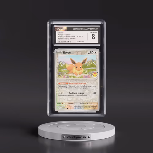 2024 Prismatic Evolutions - PRE EN #074/131 Eevee - Reverse Holo Pokémon Day Promo () (CGC 8 NM-MT)
