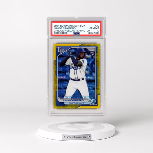 2024 Bowman Mega Box Chrome #20 Junior Caminero - Yellow Refractor (PSA 10 GEM MINT)