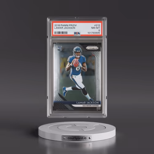 2018 Panini Prizm #212 Lamar Jackson (PSA 8 NM-MT)