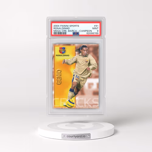 2004 Panini Sports Mega Cracks Barca #91 Ronaldinho - Campeon (Spanish) (PSA 9 MINT)