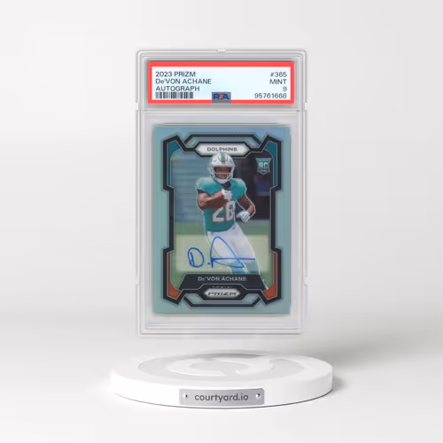 2023 Panini Prizm #365 DE'Von Achane - Autograph (PSA 9 MINT)