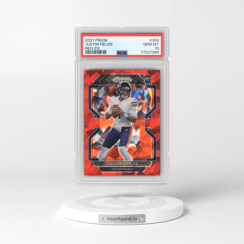 2021 Panini Prizm #334 Justin Fields - Red Ice (PSA 10 GEM MINT)