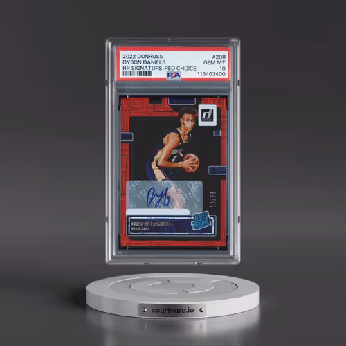 2022 Panini Donruss #208 Dyson Daniels - Rated Rookie Signature-Red Choice (PSA 10 GEM MINT)