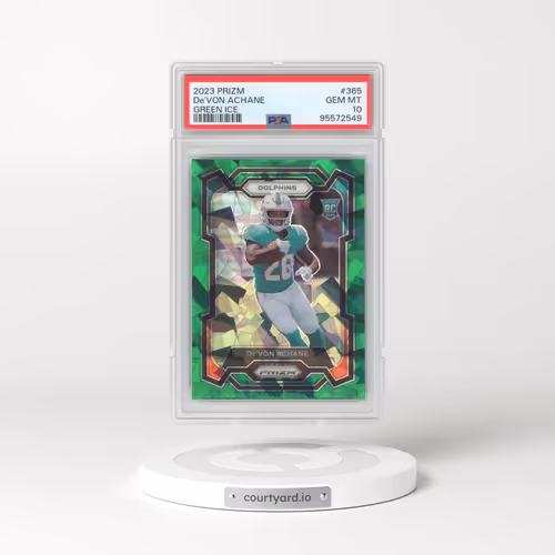 2023 Panini Prizm #365 DE'Von Achane - Green Ice (PSA 10 GEM MINT)