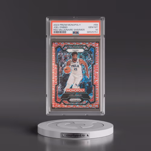 2023 Panini Prizm Monopoly #69 Joel Embiid - Red Millionaire Shimmer (PSA 10 GEM MINT)