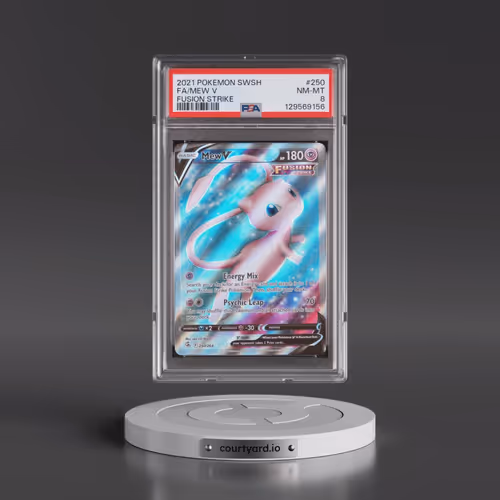 2021 Pokémon Sword & Shield Fusion Strike #250 Mew V - Holo Full Art (PSA 8 NM-MT)