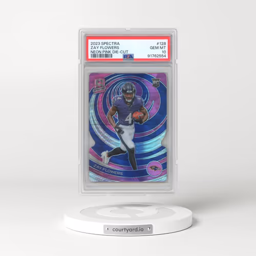2023 Panini Spectra #128 Zay Flowers - Neon Pink Die-Cut (PSA 10 GEM MINT)