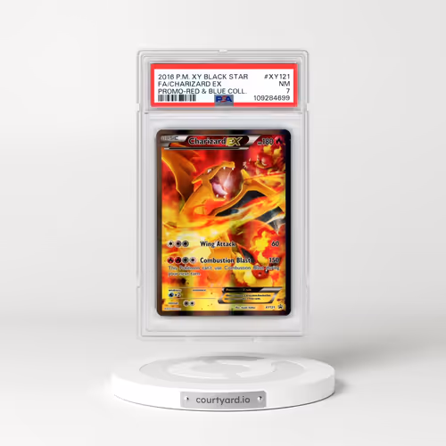 2016 Pokémon XY Black Star Promo #XY121 Charizard EX - Holo Full Art Red & Blue Collection (PSA 7 NM)