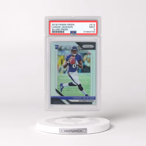2018 Panini Prizm #212 Lamar Jackson - Silver Prizm (PSA 9 MINT)