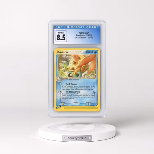 2003 EX Sandstorm (2003 Copyright, w/ "e" Symbol) #19/100 Omastar (CGC 8.5 NM-MT+)