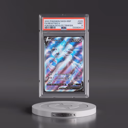 2022 Pokémon Swsh Black Star Promo #229 Mewtwo V - Holo Full Art Pokemon Go Elite Trainer Box (PSA 9