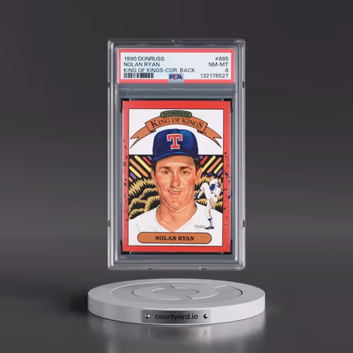 1990 Donruss #665 Nolan Ryan - King of Kings-Cor. Back (PSA 8 NM-MT)