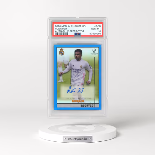 2020 Topps Merlin Chrome UEFA Champions League Autographs #ROD Rodrygo - Blue Refractor (PSA 10 GEM MINT)